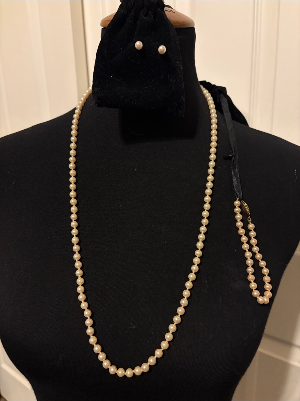 Classic Pearl Strand Necklace, Stud Earrings and Bracelet